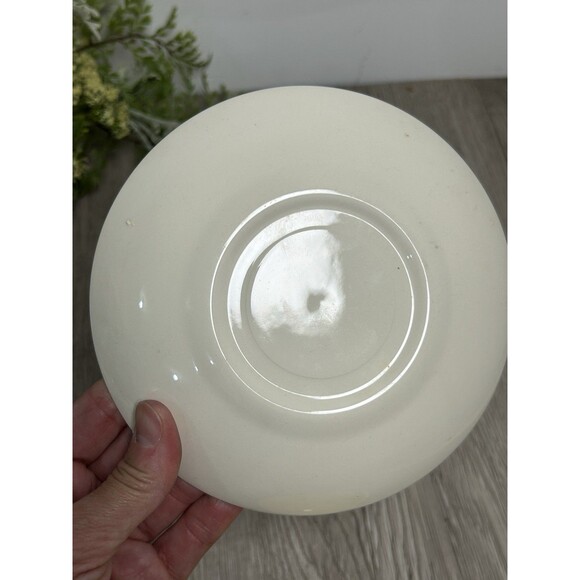 Vintage Homer Laughlin Rhythm Maytime Teacup & Saucer Yellow Band Grey Flowers - Picture 8 of 9